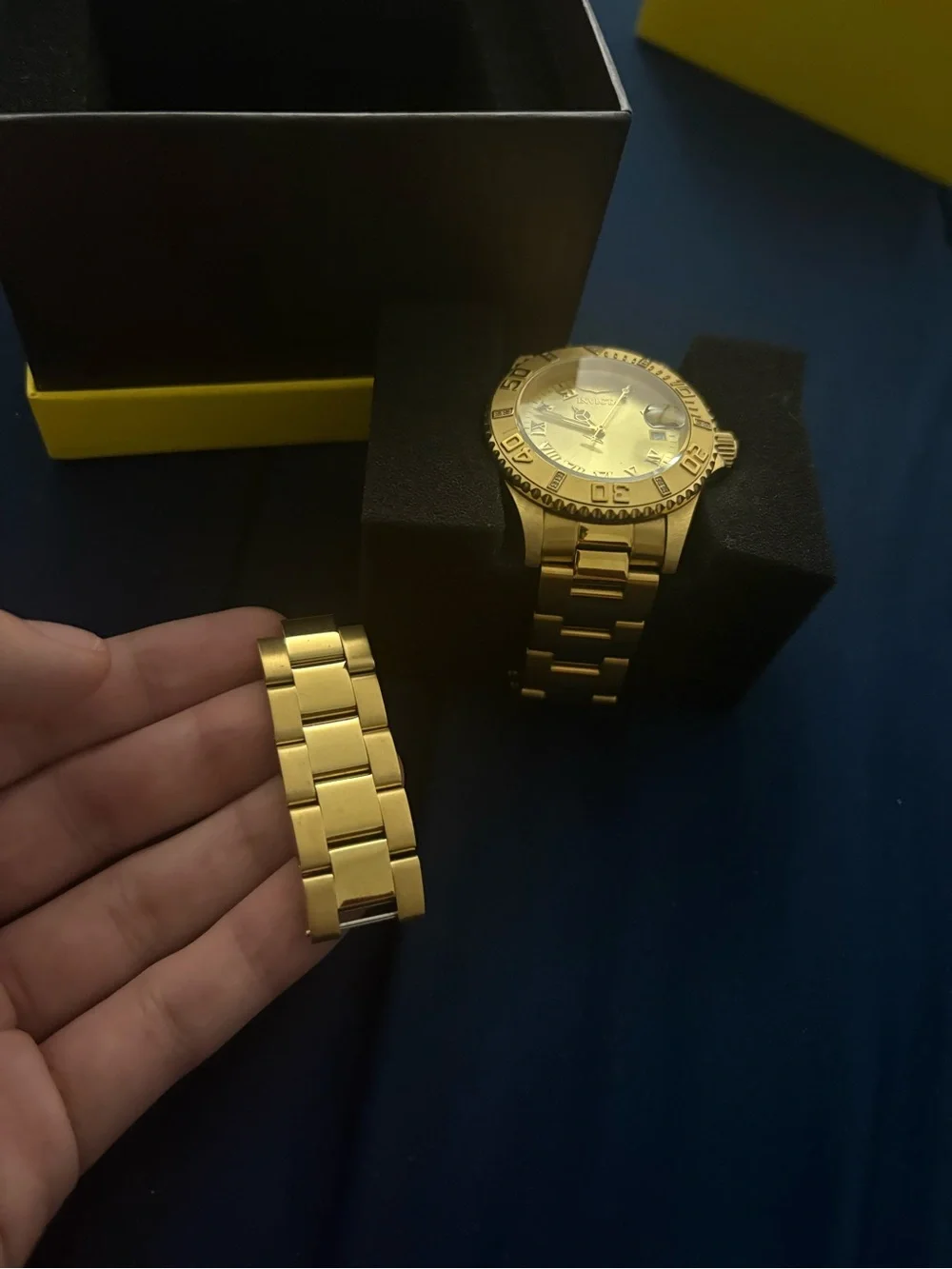 Invicta Men’s Gold Tone Bracelet Watch with Roman Dial